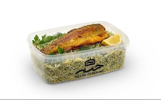 سبزی پلو با ماهی قزل آلا