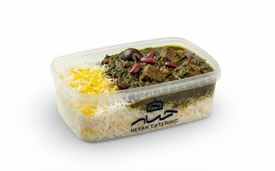 چلو خورش قورمه سبزی گوسفندی